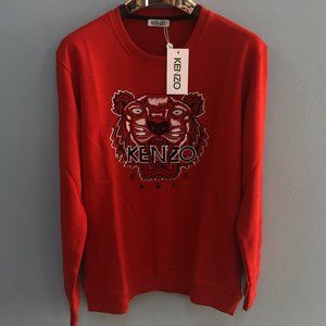Kenzo Tiger Embroidered Red Sweatshirt